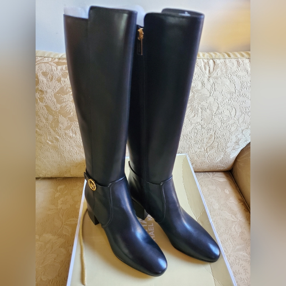 Michael Kors Carmen Leather Riding Boots/Black - Picture 5 of 14